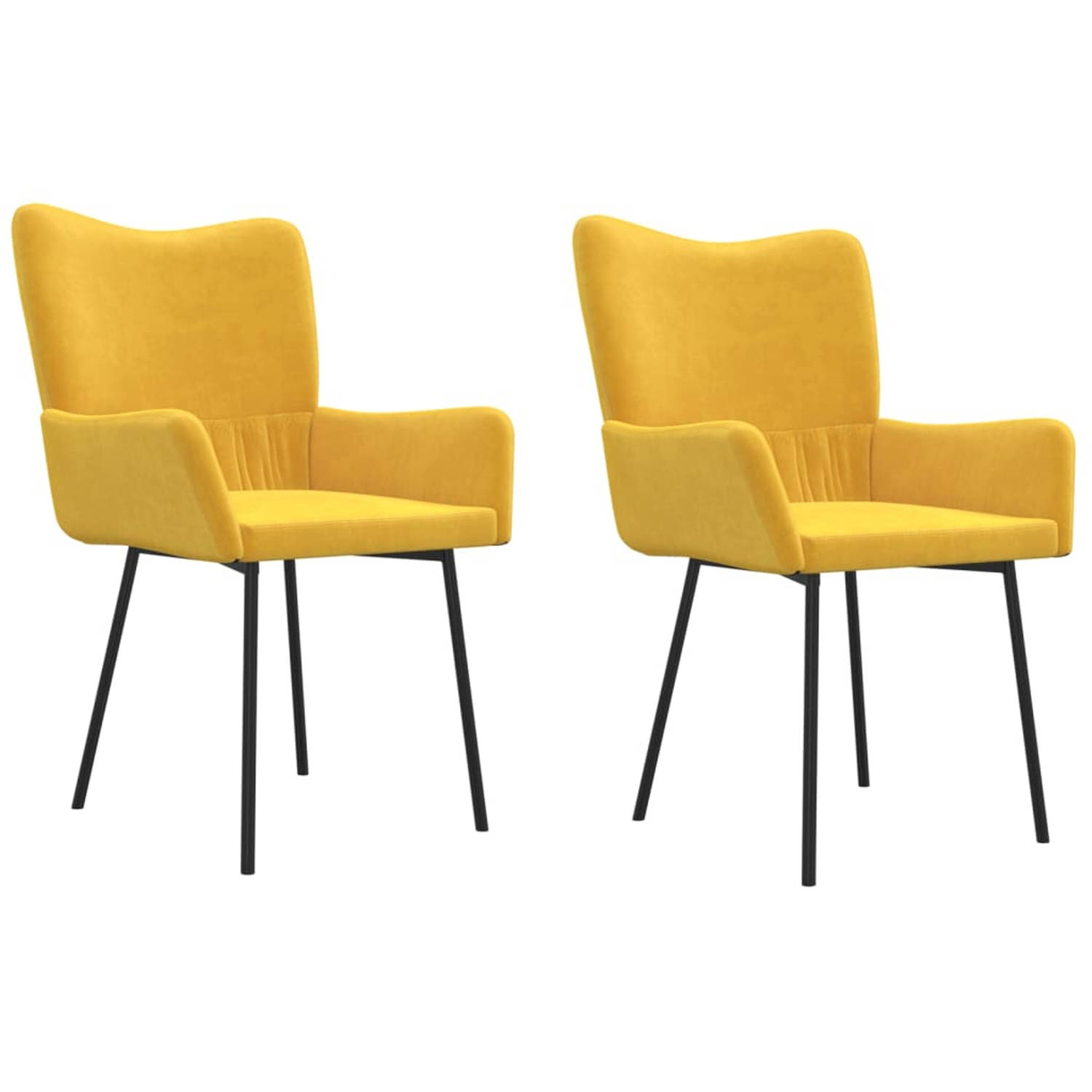 Vidaxl Eetkamerstoelen 2 St Fluweel - Amarillo