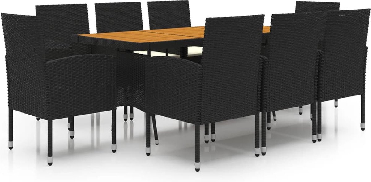 Vidaxl 9-delige Tuinset Poly Rattan - Zwart