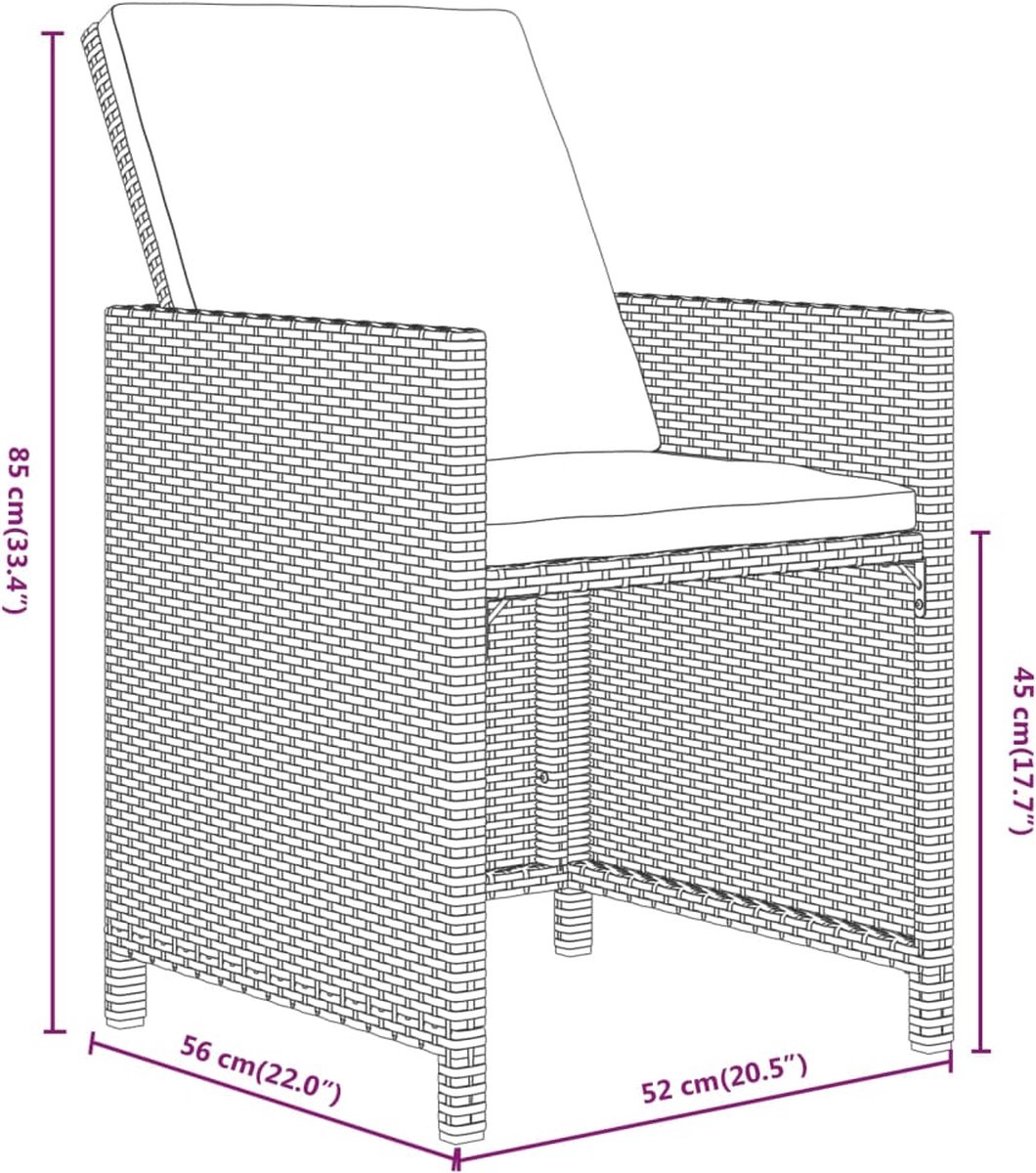 Vidaxl 21-delige Tuinset Met Kussens Poly Rattan - Grijs