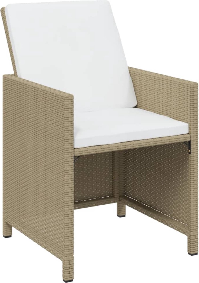 Vidaxl 7-delige Tuinset Met Kussens Poly Rattan - Beige