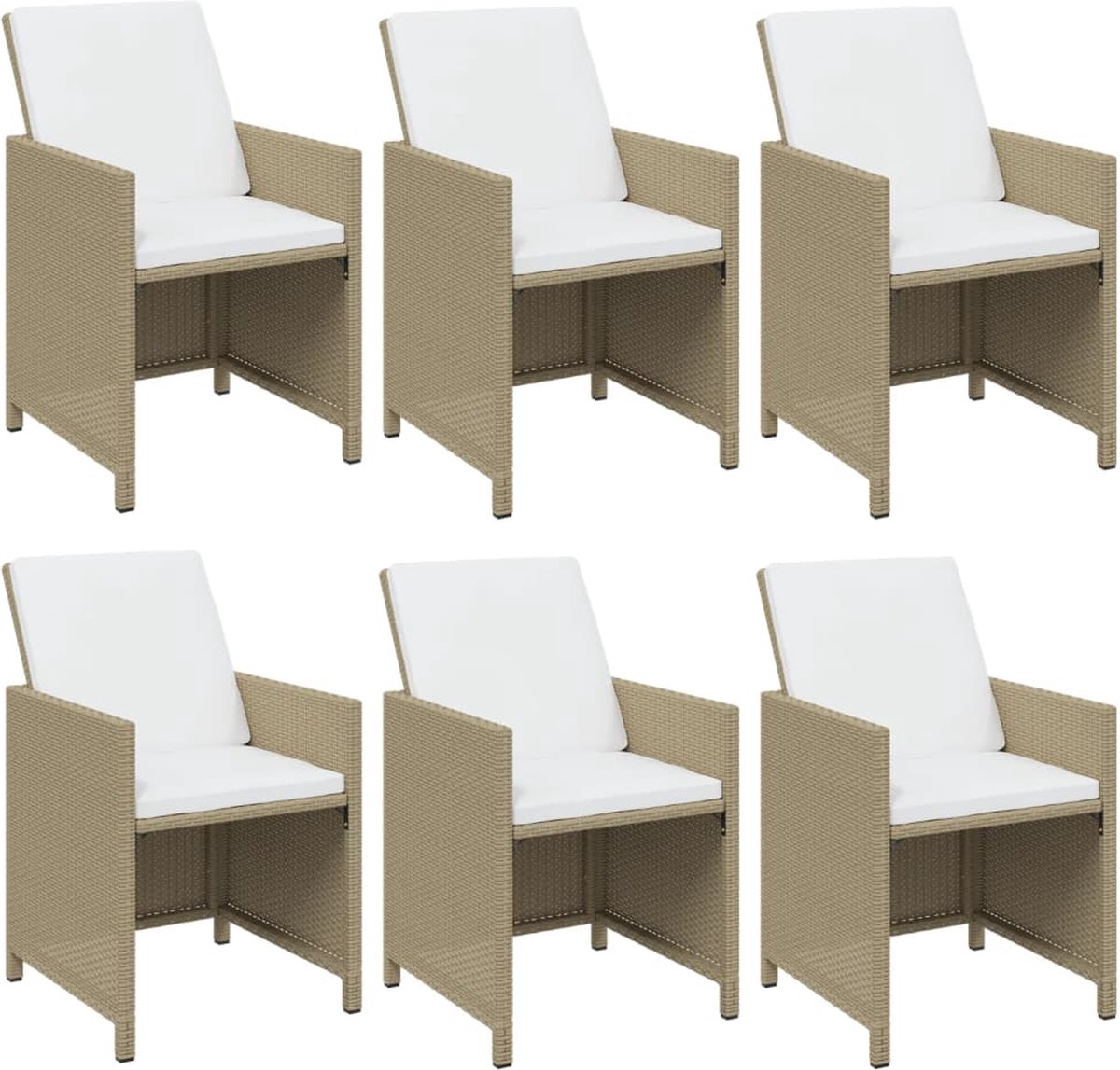 Vidaxl 7-delige Tuinset Met Kussens Poly Rattan - Beige