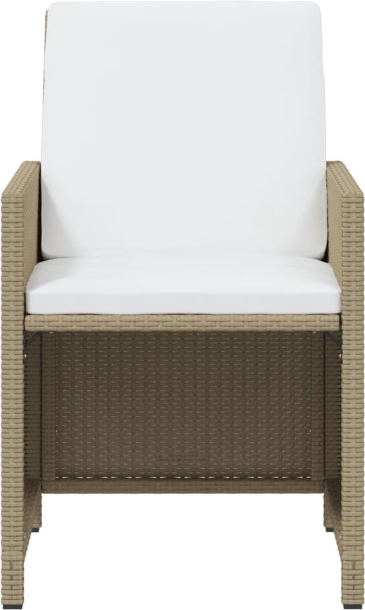 Vidaxl 7-delige Tuinset Met Kussens Poly Rattan - Beige