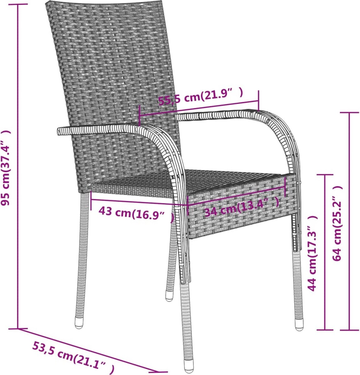 Vidaxl 7-delige Tuinset En Zwart - Grijs