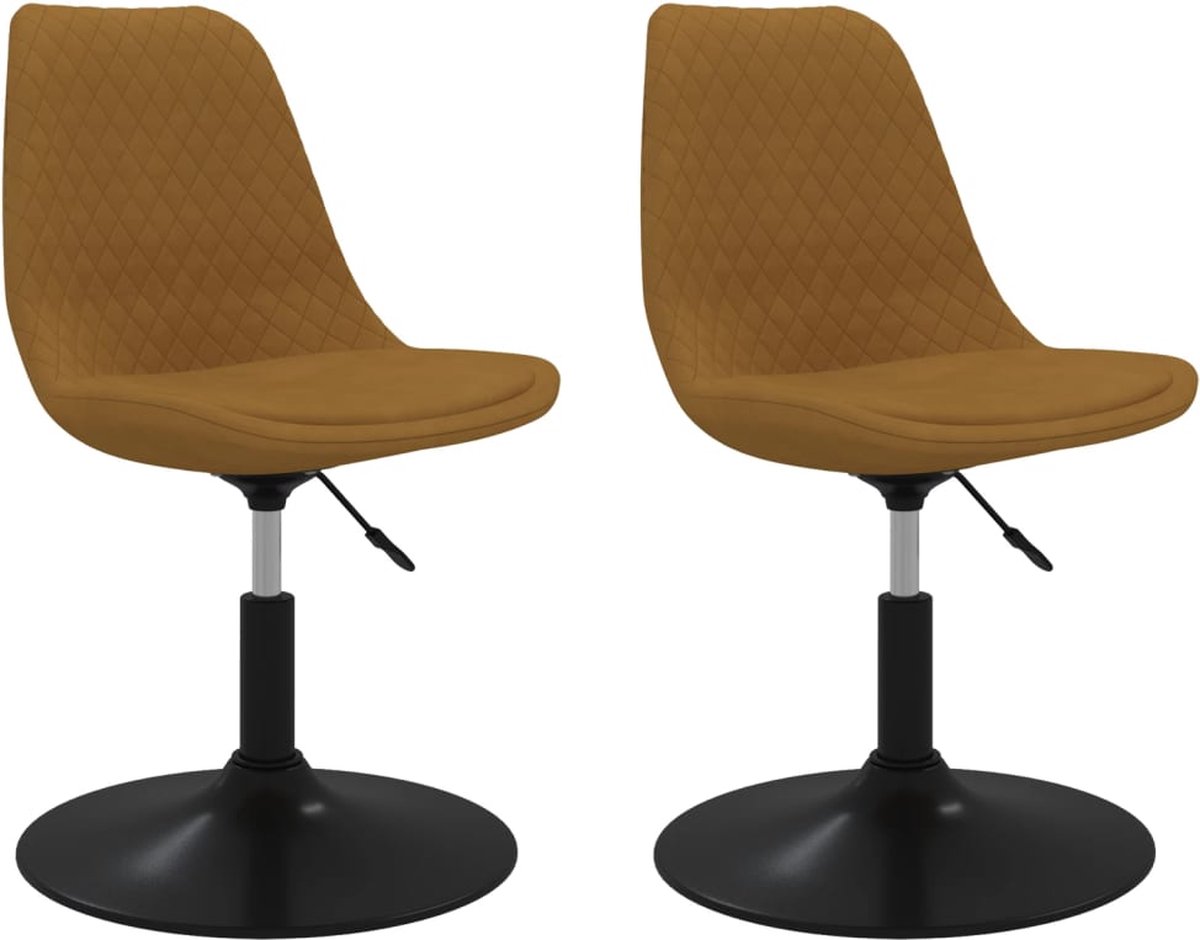 Vidaxl Eetkamerstoelen Draaibaar 2 St Fluweel - Bruin