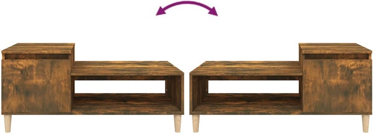 Vidaxl Salontafel 100x50x45 Cm Bewerkt Hout Gerookt Eikenkleurig - Bruin