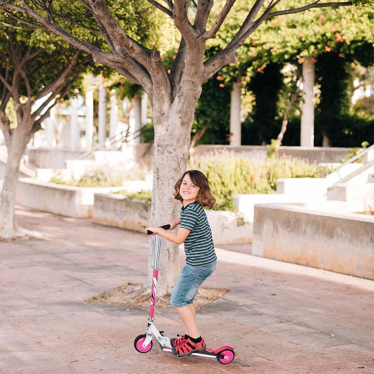 XQ Max Step Inklapbaar Met Voetrem En Wit - Roze