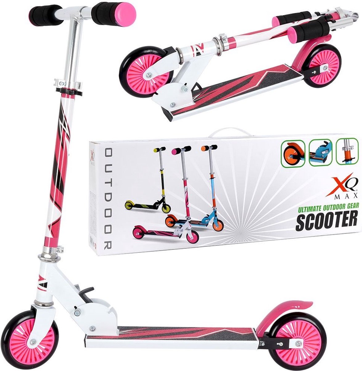 XQ Max Step Inklapbaar Met Voetrem En Wit - Roze