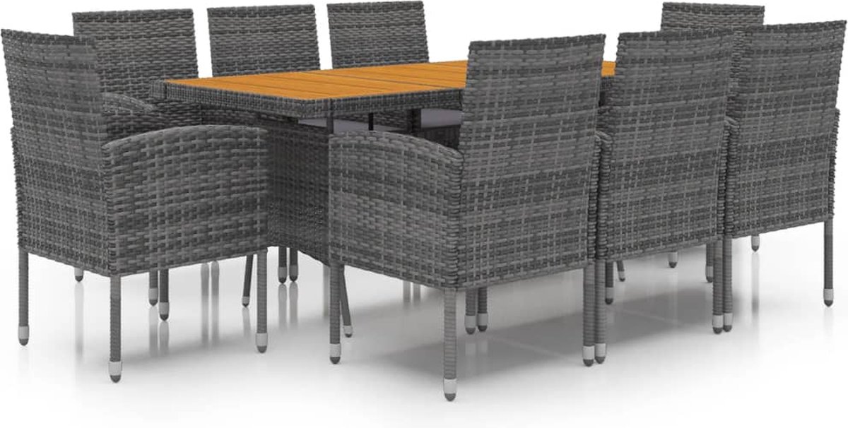 Vidaxl 9-delige Tuinset Poly Rattan - Grijs