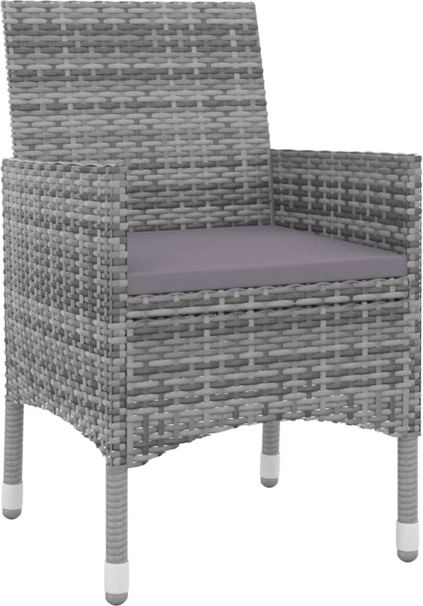 Vidaxl 5-delige Tuinset Met Kussens Poly Rattan En Glas - Grijs