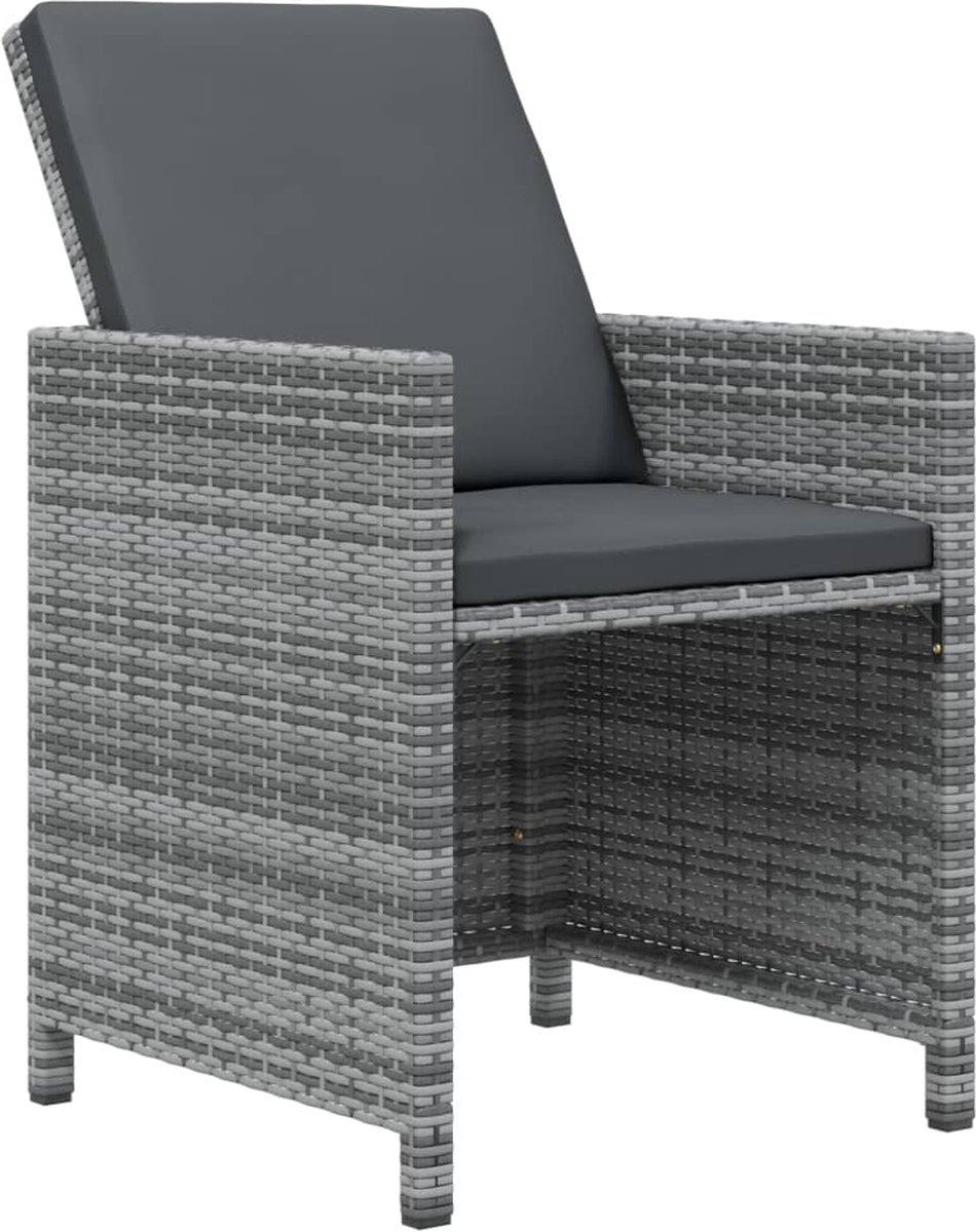 Vidaxl 17-delige Tuinset Met Kussens Poly Rattan - Grijs
