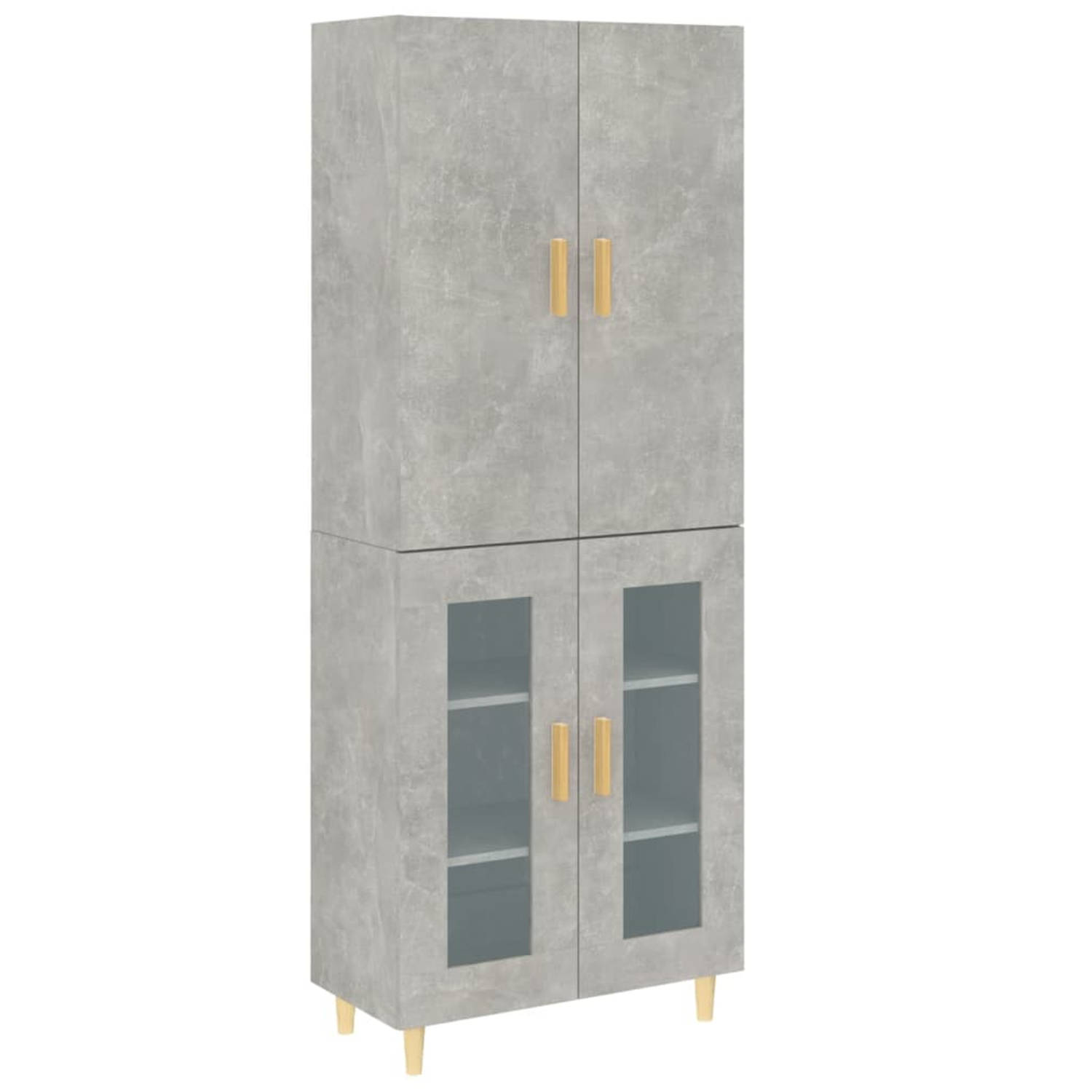 Vidaxl Hoge Kast 69,5x34x180 Cm Bewerkt Hout Beton - Grijs