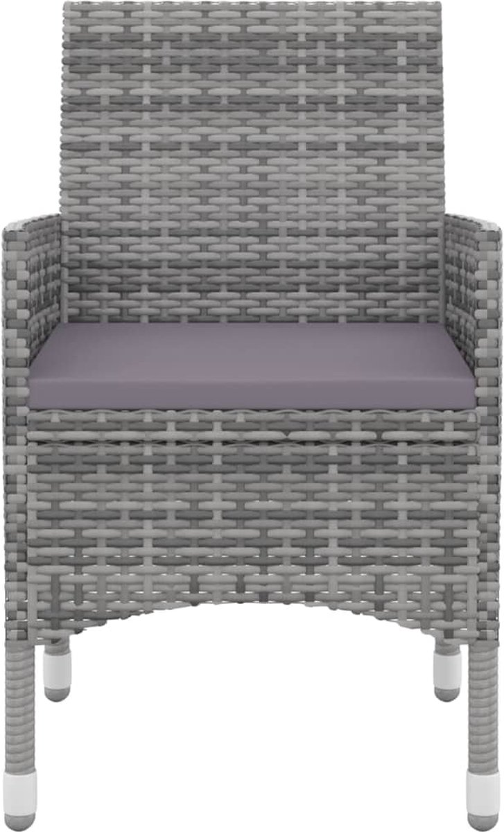 Vidaxl 7-delige Tuinset Met Kussens Poly Rattan En Glas - Grijs