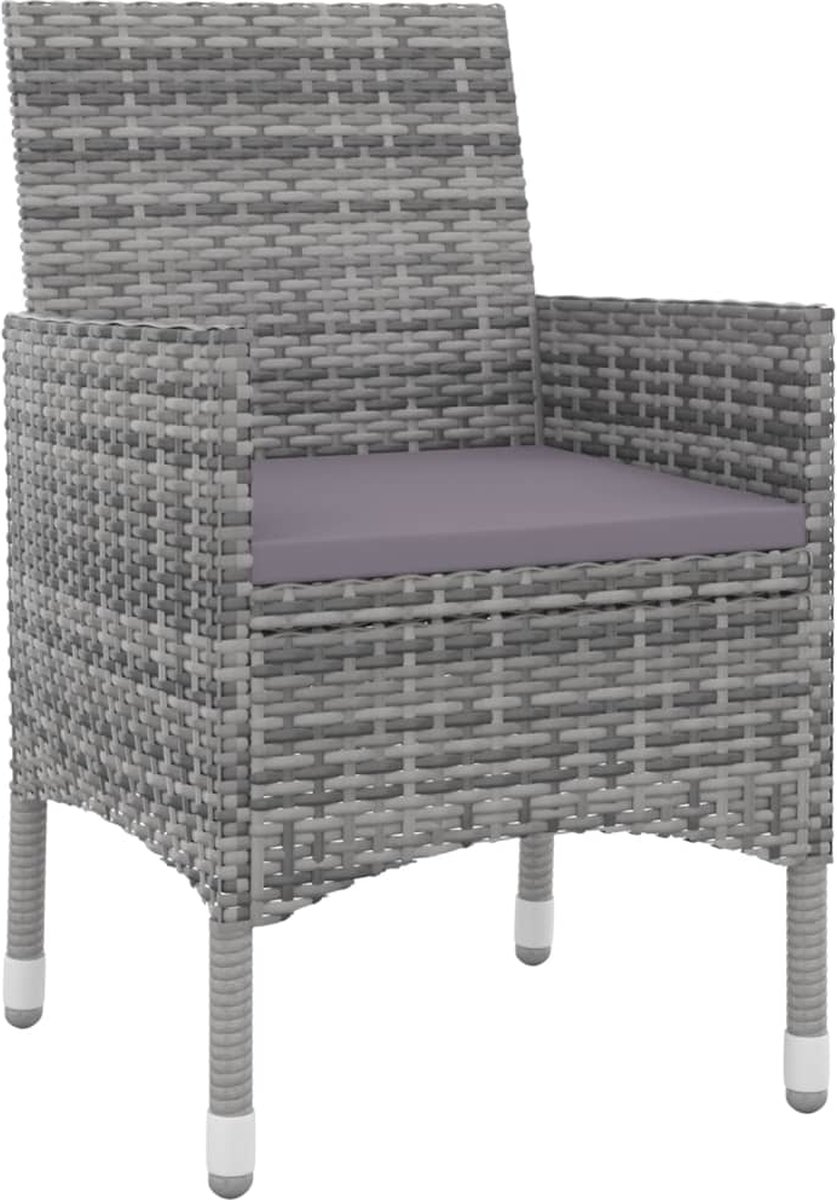 Vidaxl 7-delige Tuinset Met Kussens Poly Rattan En Glas - Grijs