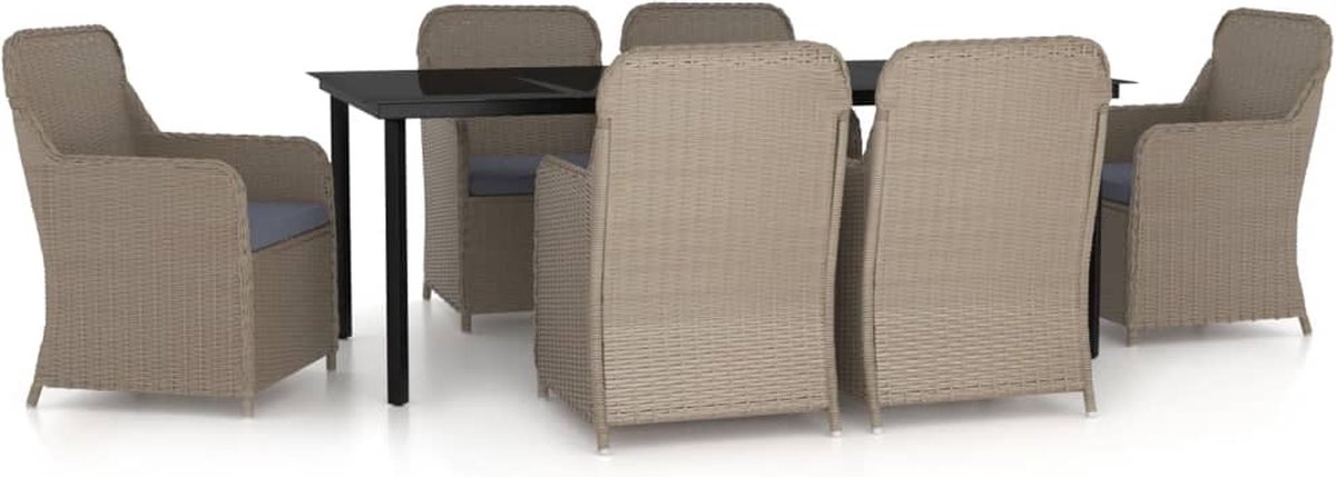 Vidaxl 7-delige Tuinset Met Kussens - Bruin