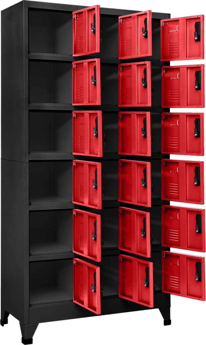 Vidaxl Lockerkast 90x40x180 Cm Staal Antracietkleurig En Rood