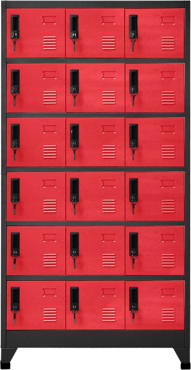 Vidaxl Lockerkast 90x40x180 Cm Staal Antracietkleurig En Rood