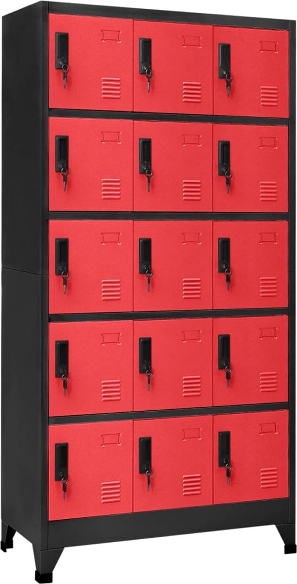 Vidaxl Lockerkast 90x40x180 Cm Staal Antracietkleurig En Rood