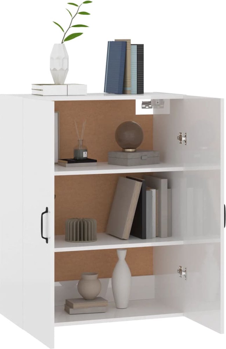 Vidaxl Hangkast 69,5x34x90 Cm Bewerkt Hout Hoogglans Wit