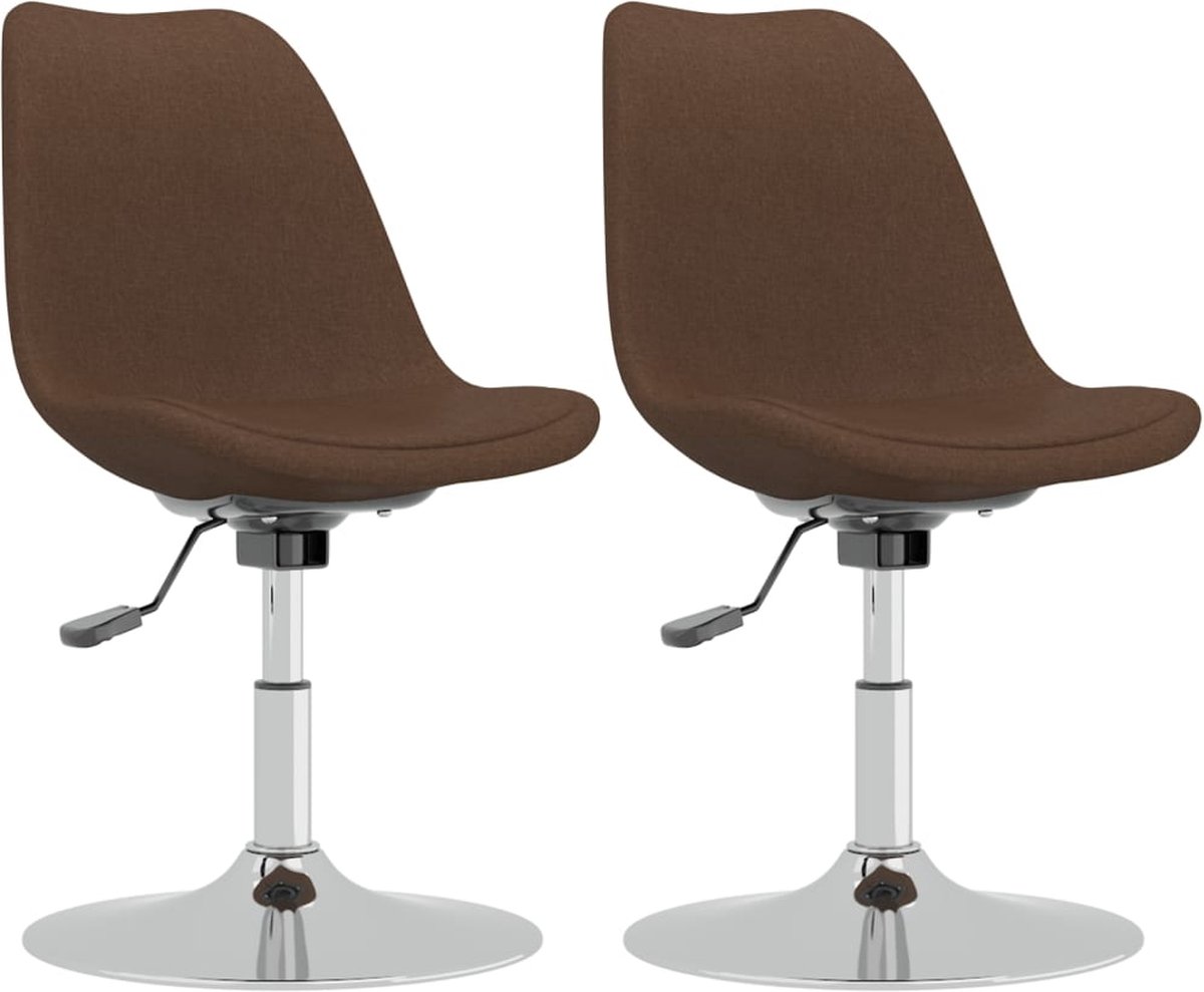 Vidaxl Eetkamerstoelen Draaibaar 2 St Stof - Bruin