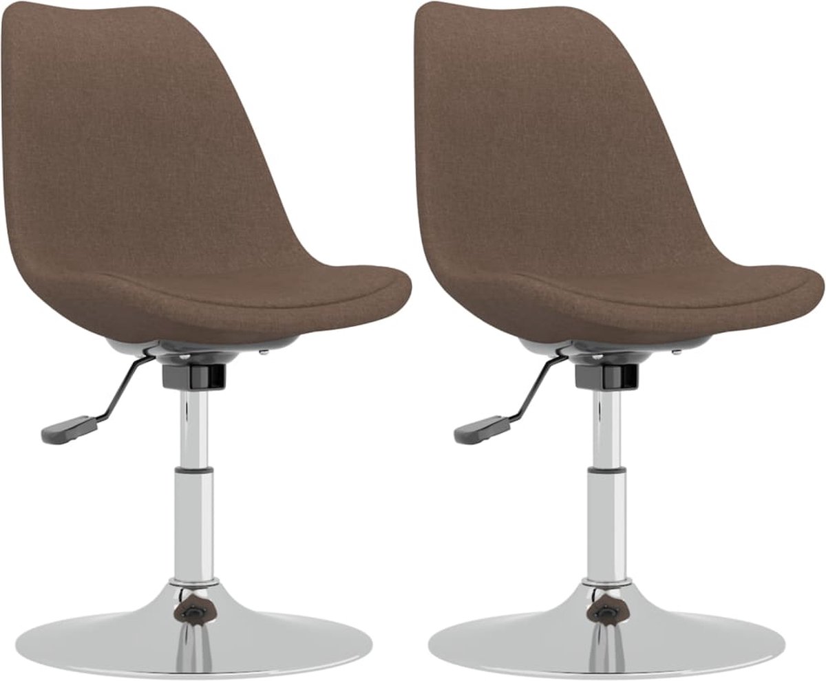 Vidaxl Eetkamerstoelen 2 St Draaibaar Stof Taupe