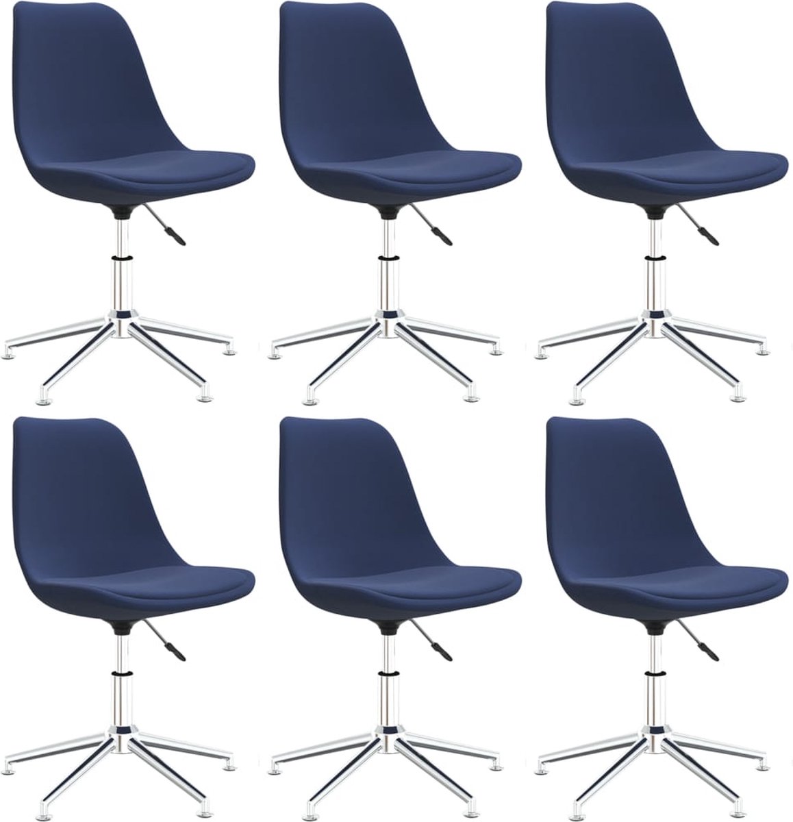 Vidaxl Eetkamerstoelen Draaibaar 6 St Stof - Blauw