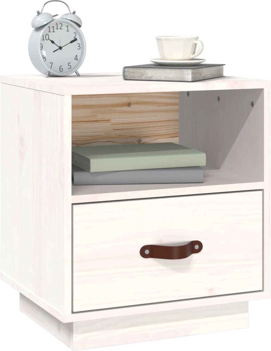 Vidaxl Nachtkastjes 2 St 40x34x45 Cm Massief Grenenhout Wit