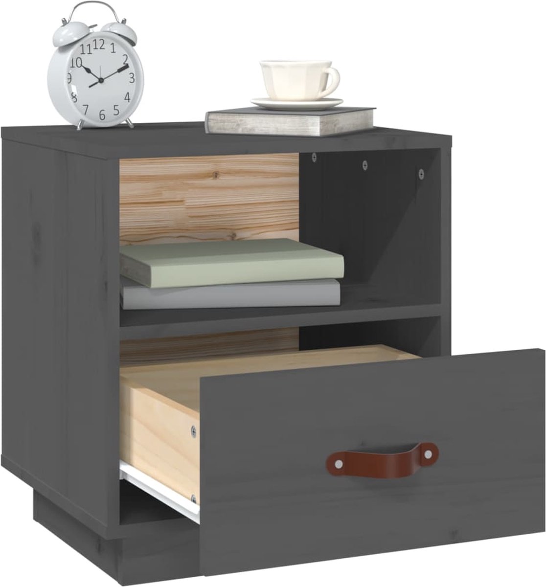 Vidaxl Nachtkastjes 2 St 40x34x45 Cm Massief Grenenhout - Grijs