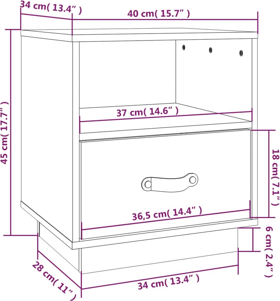 Vidaxl Nachtkastjes 2 St 40x34x45 Cm Massief Grenenhout - Grijs