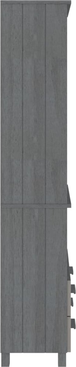 Vidaxl Hoge Kast Massief Grenenhout Donker - Grijs