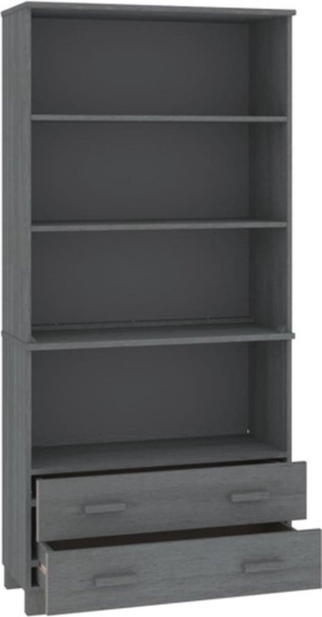 Vidaxl Hoge Kast Massief Grenenhout Donker - Grijs