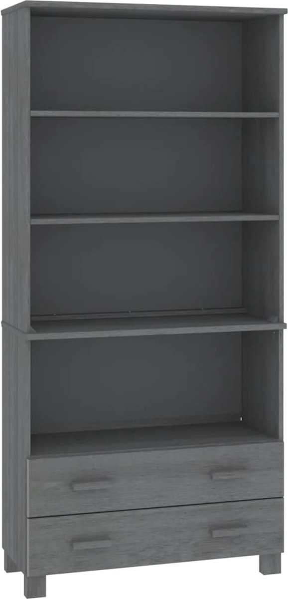 Vidaxl Hoge Kast Massief Grenenhout Donker - Grijs
