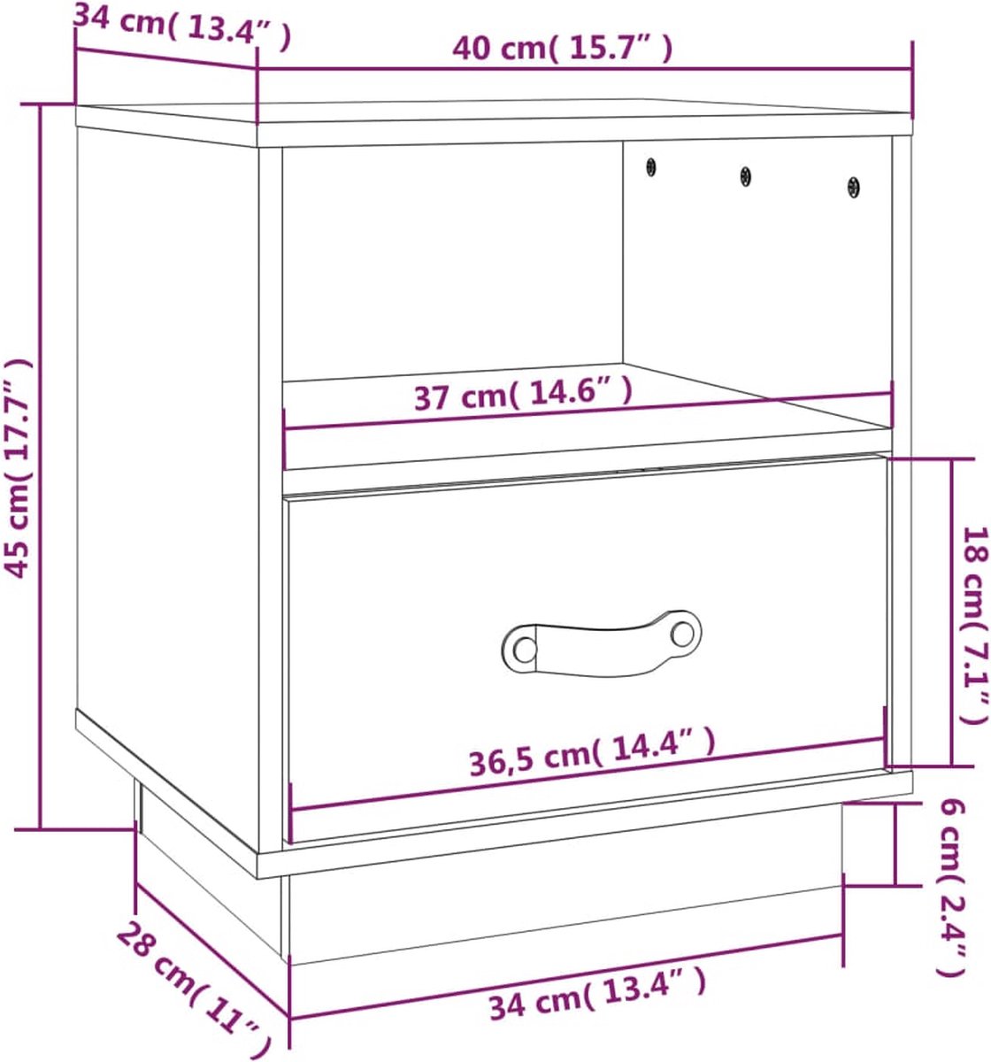 Vidaxl Nachtkastjes 2 St 40x34x45 Cm Massief Grenenhout Honing - Bruin