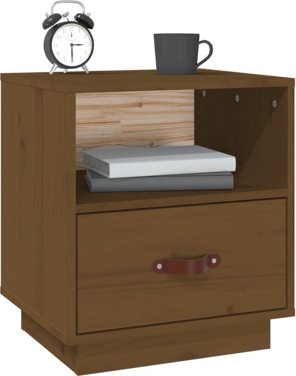 Vidaxl Nachtkastjes 2 St 40x34x45 Cm Massief Grenenhout Honing - Bruin