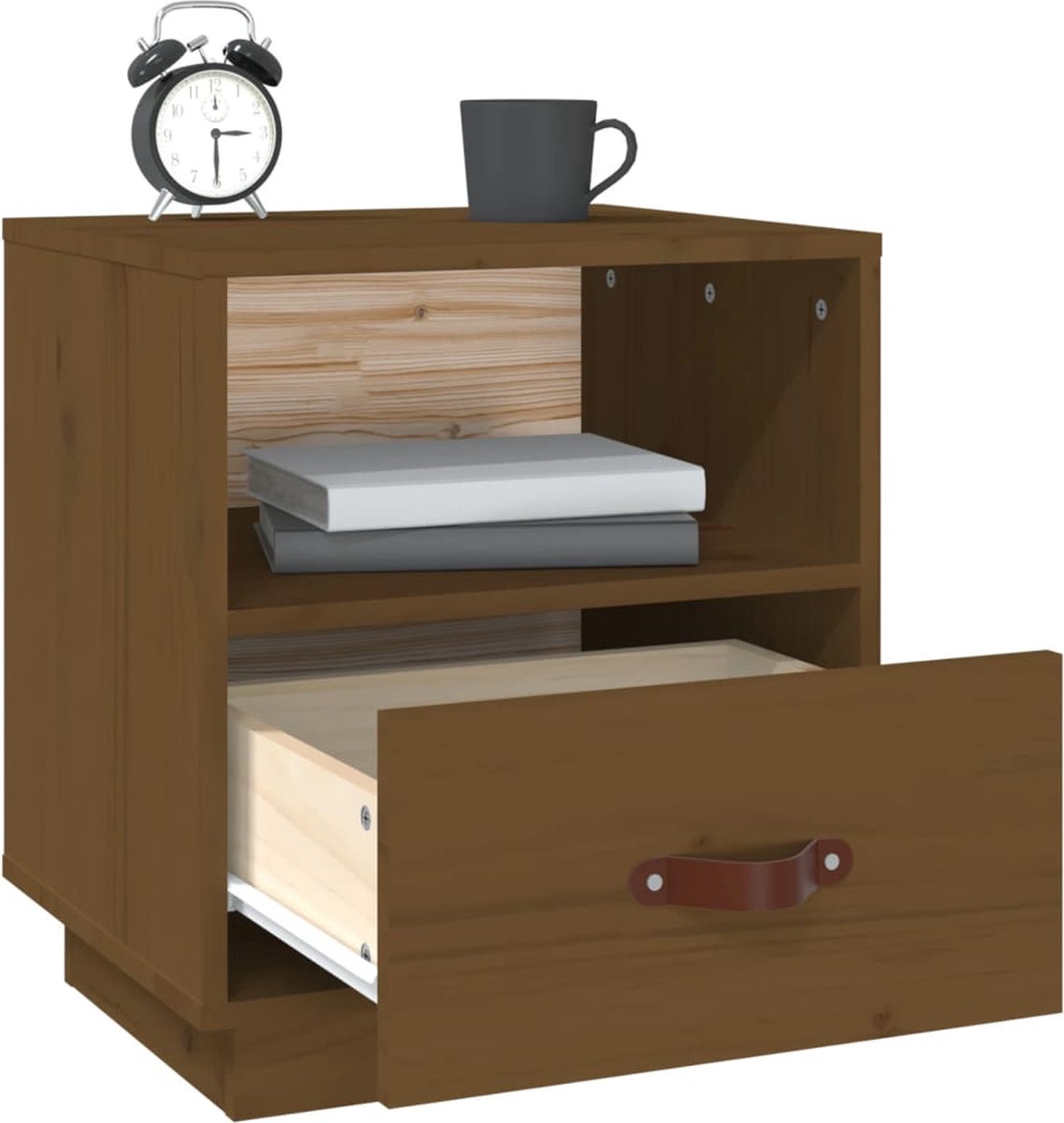 Vidaxl Nachtkastjes 2 St 40x34x45 Cm Massief Grenenhout Honing - Bruin