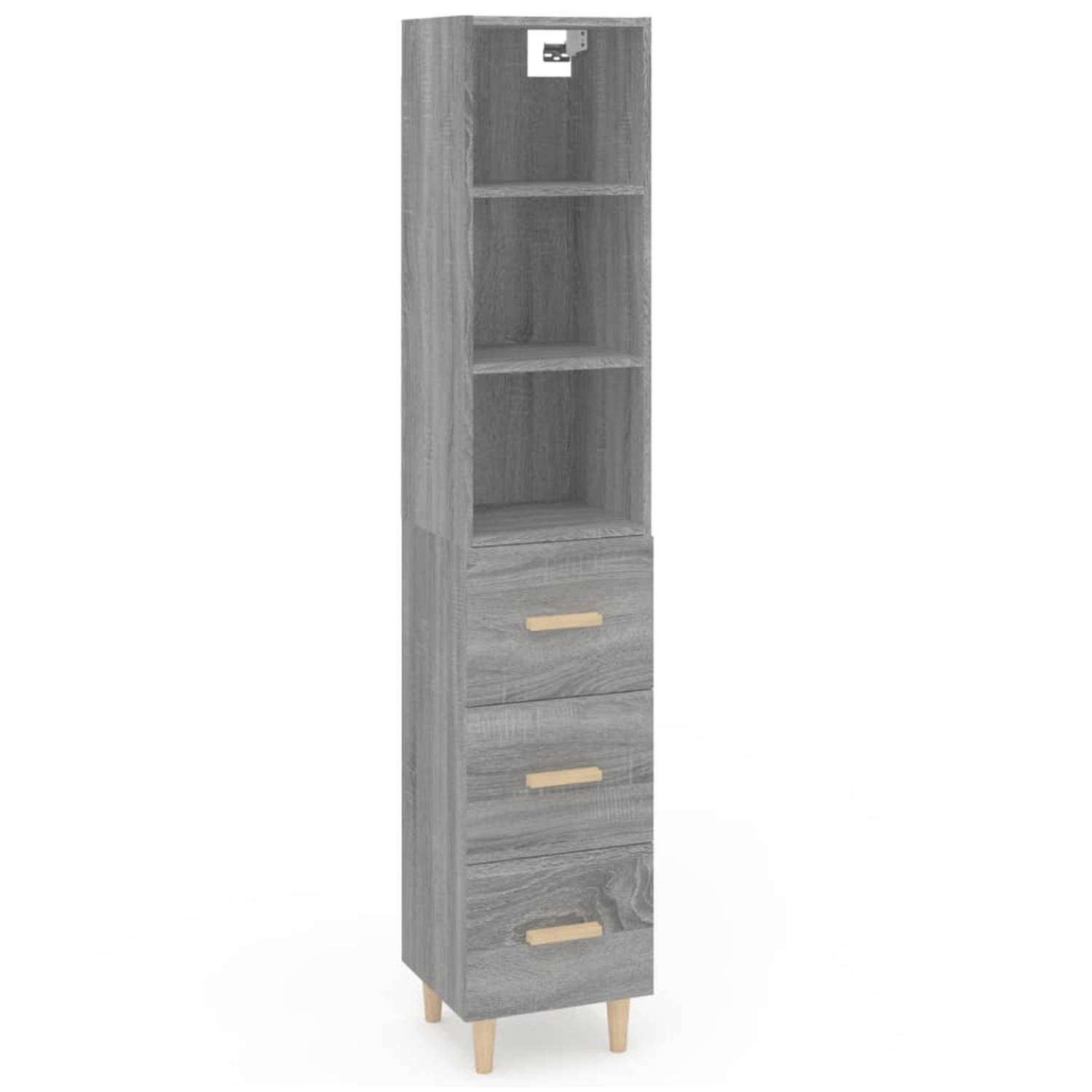 Vidaxl Hoge Kast 34,5x34x180 Cm Bewerkt Hout Sonoma Eikenkleurig - Grijs