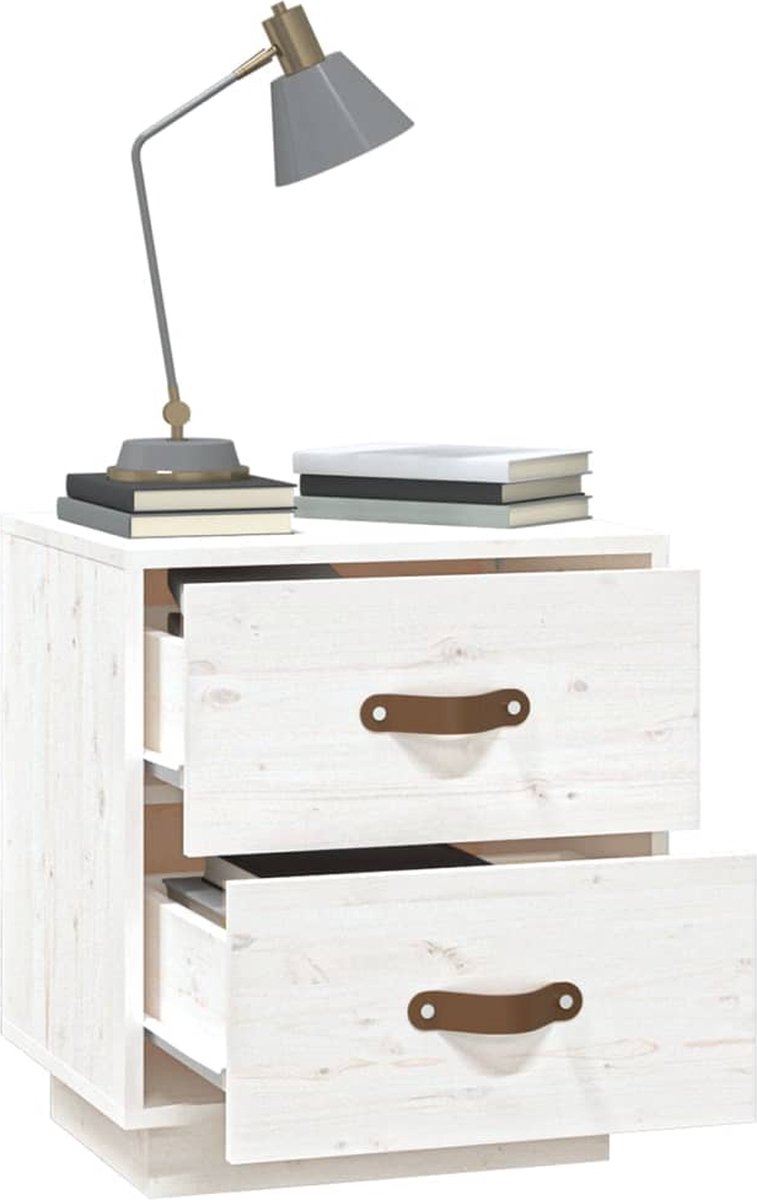 Vidaxl  Nachtkastjes 2 St 40x34x45 Cm Massief Grenenhout Wit