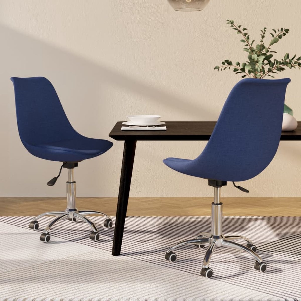 Vidaxl Eetkamerstoelen 2 St Draaibaar Stof - Blauw