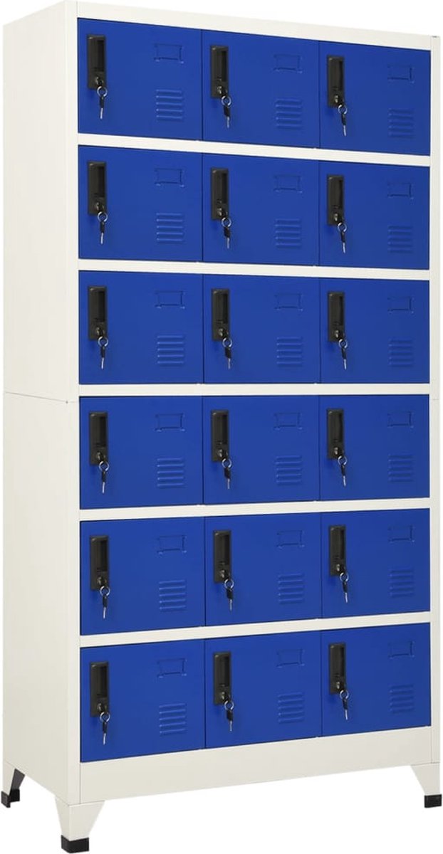 Vidaxl Lockerkast 90x40x180 Cm Staal En Blauw - Grijs