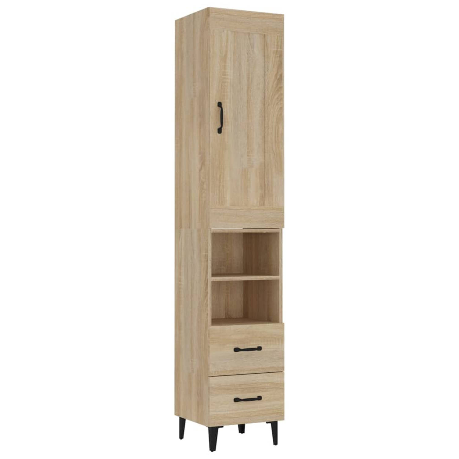 Vidaxl Hoge Kast 35x34x180 Cm Bewerkt Hout Sonoma Eikenkleurig - Bruin