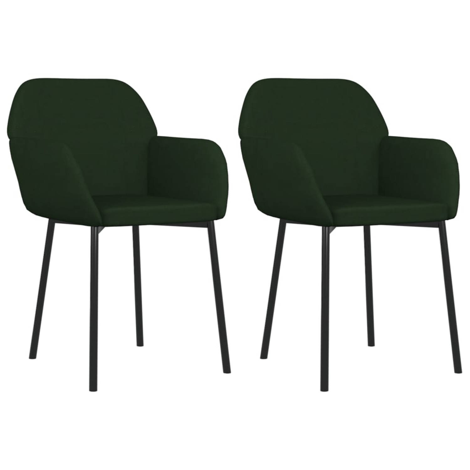 Vidaxl Eetkamerstoelen 2 St Fluweel Donker - Groen