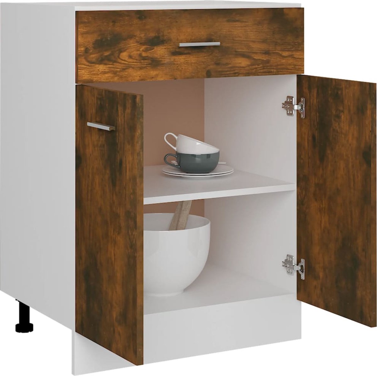 Vidaxl Onderkast Met Lade 60x46x81,5 Cm Bewerkt Hout Gerookt Eiken - Bruin