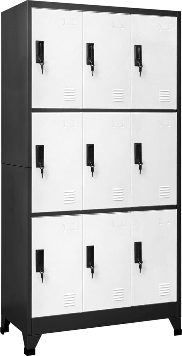 Vidaxl Lockerkast 90x45x180 Cm Staal Antracietkleurig En Wit