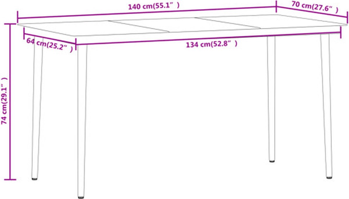Vidaxl 5-delige Tuinset Eikenkleurig - Zwart