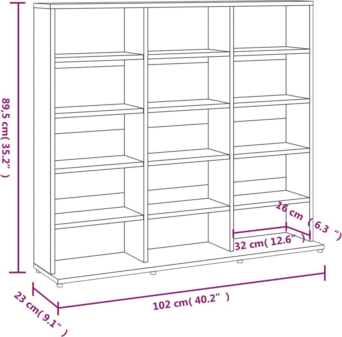 Vidaxl Cd-kast 102x23x89,5 Cm Bewerkt Houteikenkleurig - Bruin