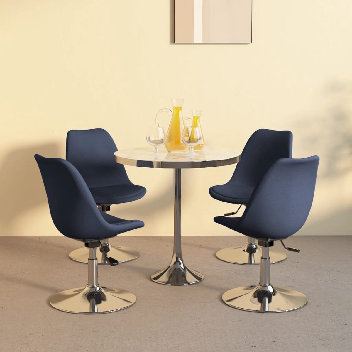 Vidaxl Eetkamerstoelen Draaibaar 4 St Stof - Azul