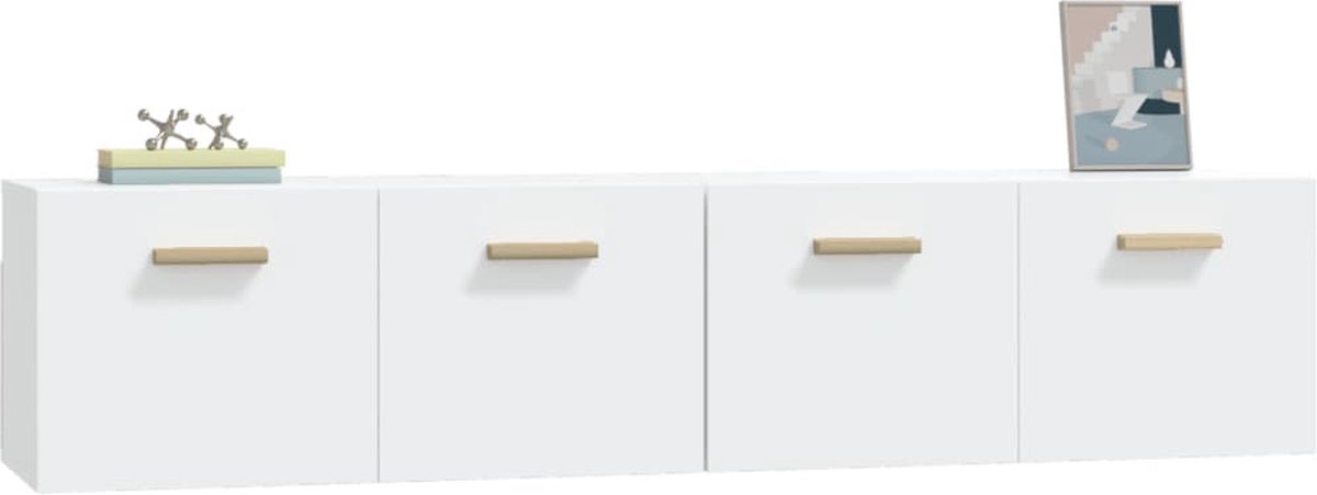 Vidaxl Wandkasten 2 St 80x35x36,5 Cm Bewerkt Hout Wit