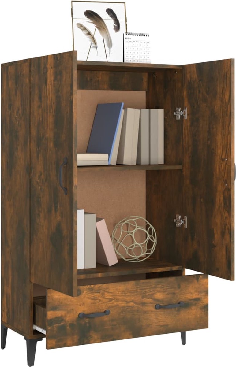 Vidaxl Hoge Kast 70x31x115 Cm Bewerkt Hout Gerookt Eikenkleurig - Bruin