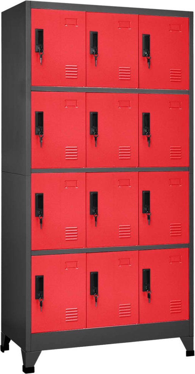 Vidaxl Lockerkast 90x45x180 Cm Staal Antracietkleurig En Rood