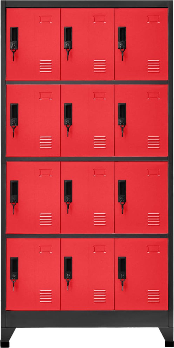 Vidaxl Lockerkast 90x45x180 Cm Staal Antracietkleurig En Rood