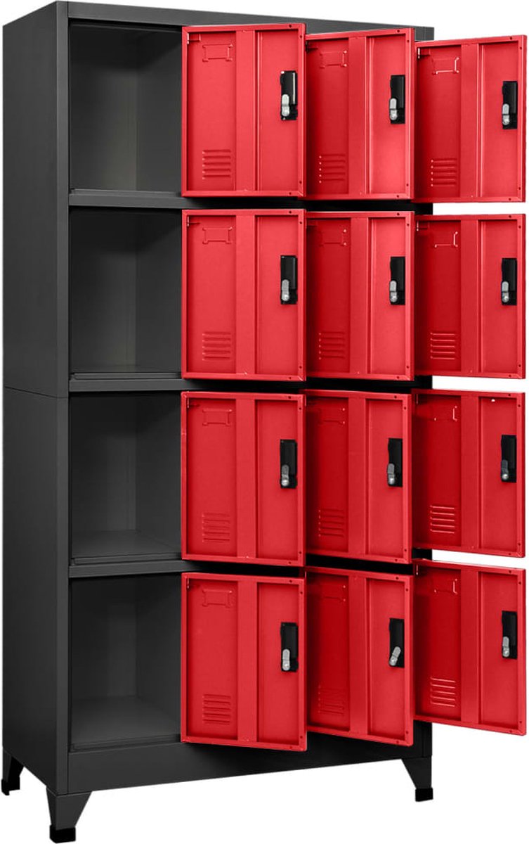 Vidaxl Lockerkast 90x45x180 Cm Staal Antracietkleurig En Rood